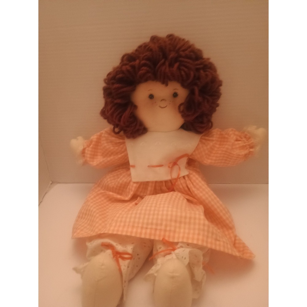 Vintage 22" Soft Bodied Rag Doll Brown Hair